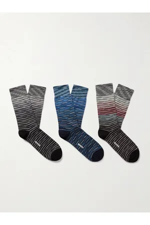 Missoni Men Socks - Three-Pack Striped Cotton-Blend Socks