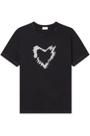 Saint Laurent Distressed Printed Cotton-Jersey T-Shirt - Men - - XS