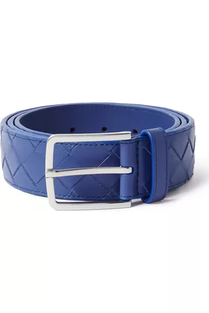 Bottega Veneta® Men's Intrecciato Reversible Belt in Deep blue