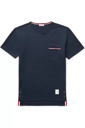 Thom Browne Slim-Fit Grosgrain-Trimmed Cotton-Jersey T-Shirt - Men - - 1