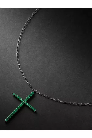 Shay 18-Karat Black Gold Emerald Cross Necklace - Men