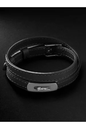 MESSIKA My Move White Gold, Diamond and Leather Bracelet - Men - - L