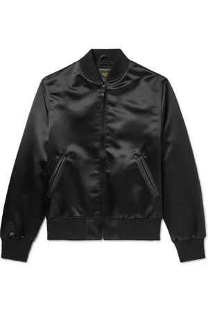 GOLDEN BEAR Sukajan Leather-Trimmed Satin Bomber Jacket for Men