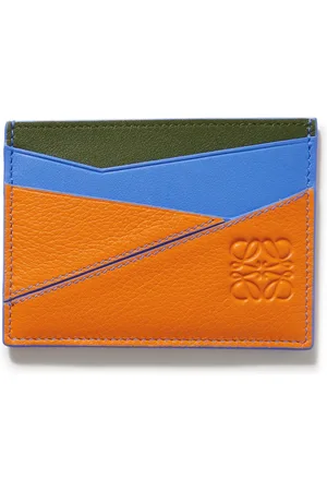 Loewe Puzzle Logo-debossed Leather Cardholder In Orange