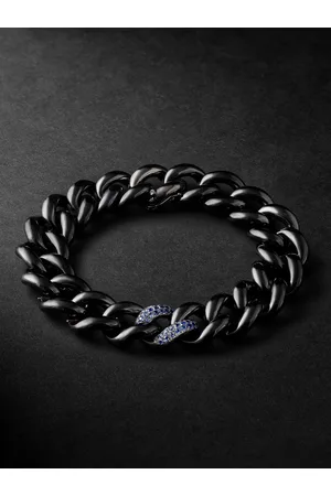 Shay 18-Karat Blackened Gold, Ceramic, Sapphire and Diamond Bracelet - Men