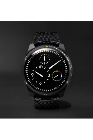 Ressence Type 5BB Automatic 46mm DLC-Coated Titanium and Leather Watch - Men