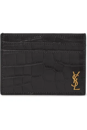Saint Laurent Logo-Appliquéd Croc-Effect Leather Cardholder - Men