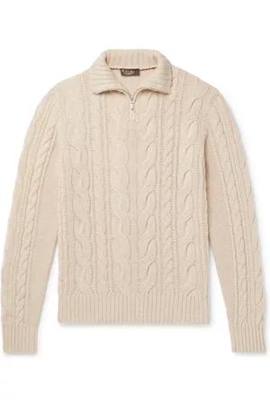 Loro Piana Cable-Knit Baby Cashmere Half-Zip Sweater - Men - - M