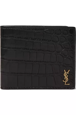 Saint Laurent Logo-Appliquéd Croc-Effect Leather Billfold Wallet - Men