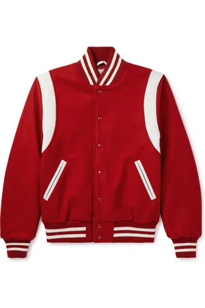 Golden Bear The Hayes Leather-Trimmed Wool-Blend Varsity Jacket - Men - - XXL