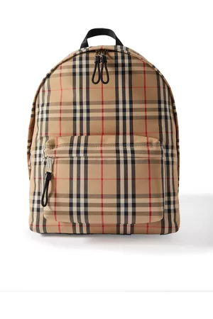 BURBERRY: Ainsworth coated cotton bag with check pattern - Brown