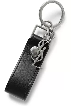 Saint Laurent Leather and Burnished Silver-Tone Key Fob - Men