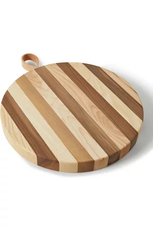 SOHO Ember Leather-Trimmed Striped Walnut and Ash Wood Chopping Board - Men