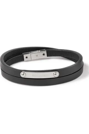Saint Laurent Leather and Silver-Tone Wrap Bracelet - Men - - S