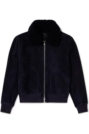Mr P. Shearling-Trimmed Suede Bomber Jacket - Men - - S