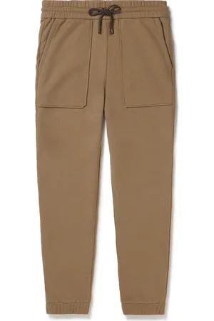 Loro Piana Tapered Leather-Trimmed Cotton-Blend Jersey Sweatpants - Men - - S