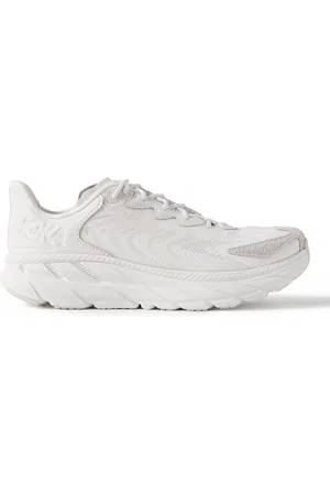 Hoka One One Clifton LS Rubber-Trimmed Mesh, Leather and Suede Running Sneakers - Men - - US 7