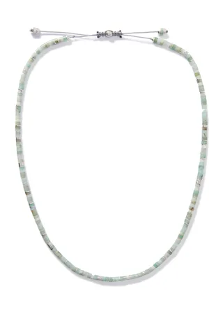 M. COHEN Tucson Sterling Silver, Chrysoprase and Cord Necklace - Men