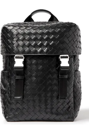 Bottega Veneta Flap Intrecciato Leather and Mesh Backpack - Men
