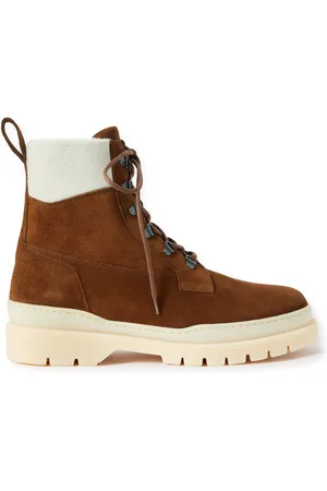 Loro Piana Gravel Shearling-Lined Suede Hiking Boots - Men - - EU 42.5