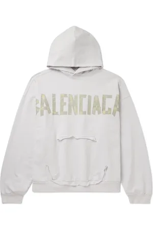 Balenciaga Oversized Distressed Logo-Print Cotton-Jersey Hoodie - Men - - S
