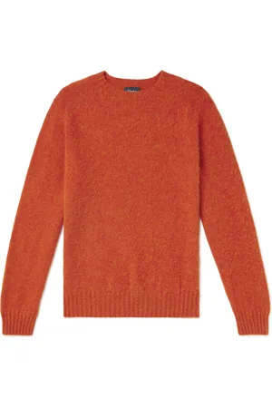 Mr P. - Wave Brushed Jacquard-Knit Virgin Wool Sweater - Blue Mr P.