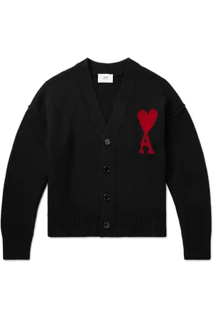 Ami Logo-Intarsia Merino Wool Cardigan - Men - - XL