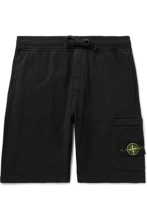 Stone Island Straight-Leg Logo-Appliquéd Garment-Dyed Cotton-Jersey Drawstring Shorts - Men - - S