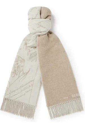 Berluti Scritto Fringed Cashmere-Jacquard Scarf - Men