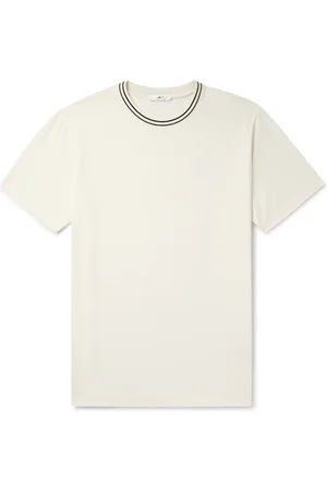 Mr P. Striped Pointelle-Trimmed Organic Cotton-Jersey T-Shirt - Men - - S