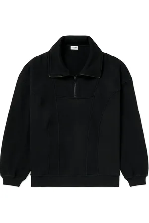 Saint Laurent Logo-Embroidered Cotton-Jersey Half-Zip Sweatshirt - Men - - M