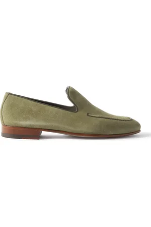 Manolo Blahnik Truro Leather-Trimmed Suede Loafers - Men - - UK 8.5