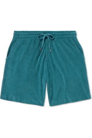 Straight-Leg Organic Cotton-Seersucker Drawstring Shorts