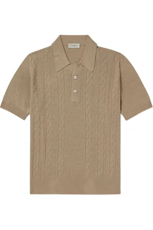 Crochet-Knit Cotton and Silk-Blend Polo Shirt