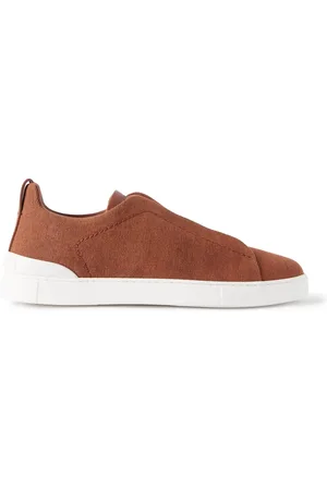 Ermenegildo Zegna Triple Stitch™ Leather-Trimmed Canvas Slip-On Sneakers - Men - - UK 9.5