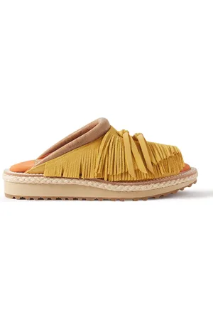 KAPITAL Pueblo Rain Leather-Trimmed Fringed Suede Sandals - Men - - 3
