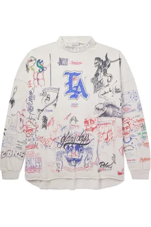 SAINT MXXXXXX Born X Raised Embellished Printed Cotton-Jersey Sweater - Men