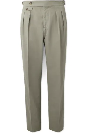Brunello Cucinelli Tapered Pleated Cotton-Twill Suit Trousers - Men - - IT 48