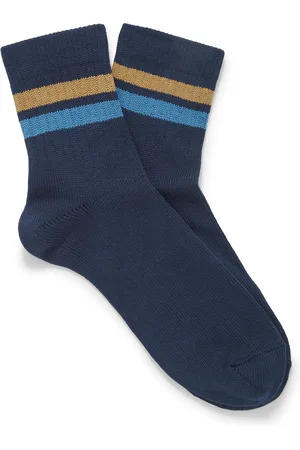 Mr P. Striped Ribbed Cotton-Blend Socks - Men