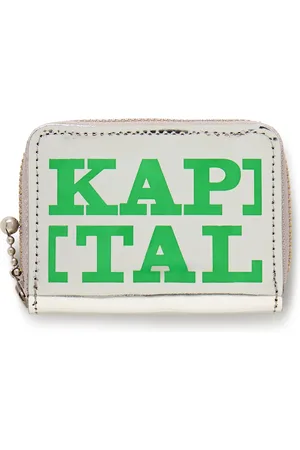 KAPITAL Thumbs-Up Mini Logo-Print Metallic Leather Zip-Around Wallet - Men
