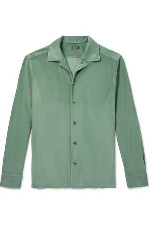 Ermenegildo Zegna Camp-Collar Cotton and Silk-Blend Terry Shirt - Men - - XXL