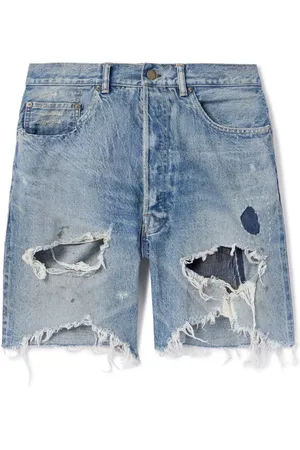 SAINT MXXXXXX Straight-Leg Distressed Denim Shorts - Men - - L