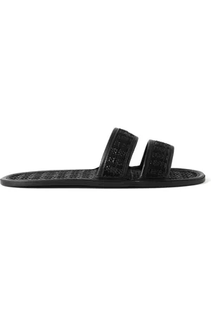 BODE Leather-Trimmed Woven Raffia Slides - Men - - EU 46