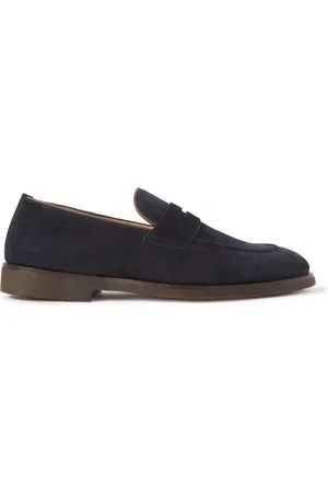 Brunello Cucinelli Leather-Trimmed Suede Penny Loafers - Men - - EU 44