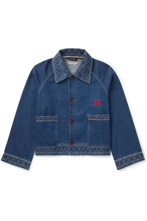 BODE Cropped Embroidered Denim Jacket - Men - - XL