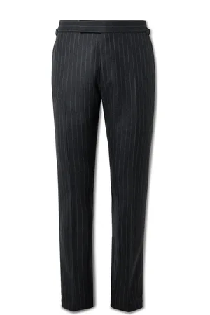 Tom Ford Shelton Straight-Leg Pinstriped Wool Trousers - Men - - IT 48