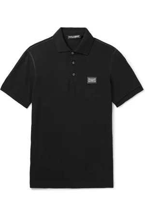 Dolce & Gabbana Leather-Trimmed Logo-Appliquéd Cotton-Piqué Polo Shirt - Men - - IT 44