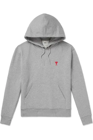 Ami Logo-Embroidered Cotton-Blend Jersey Hoodie - Men - - L
