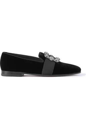 Manolo Blahnik Carlton Crystal-Embellished Grosgrain-Trimmed Velvet Loafers - Men - - UK 9.5