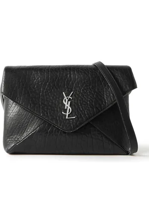 Saint Laurent Cassandre Logo-Appliquéd Textured-Leather Pouch - Men